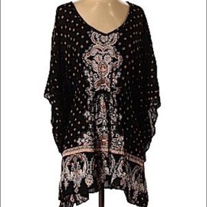 Boho floral wide sleeve dress, cinched waist